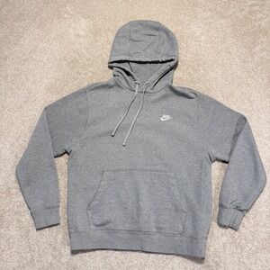 Nike Hoodie Mens Large Gray Sportswear Club Fleece Pullover BV2654-063